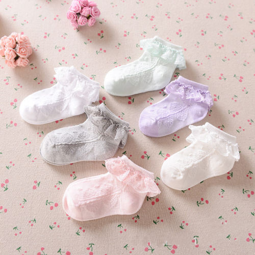 Zomer Peuter Baby Meisjes Katoenen Kant Ruffle Stroken Enkelsokken Prinses Anti Slip Tutu Sokken