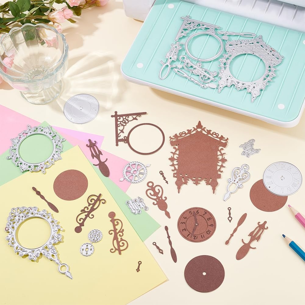 2 stk. ur mønster skæremaller skæreskabeloner retro ur lomme skabelon prægning dies sæt til scrapbooking fremstilling ur