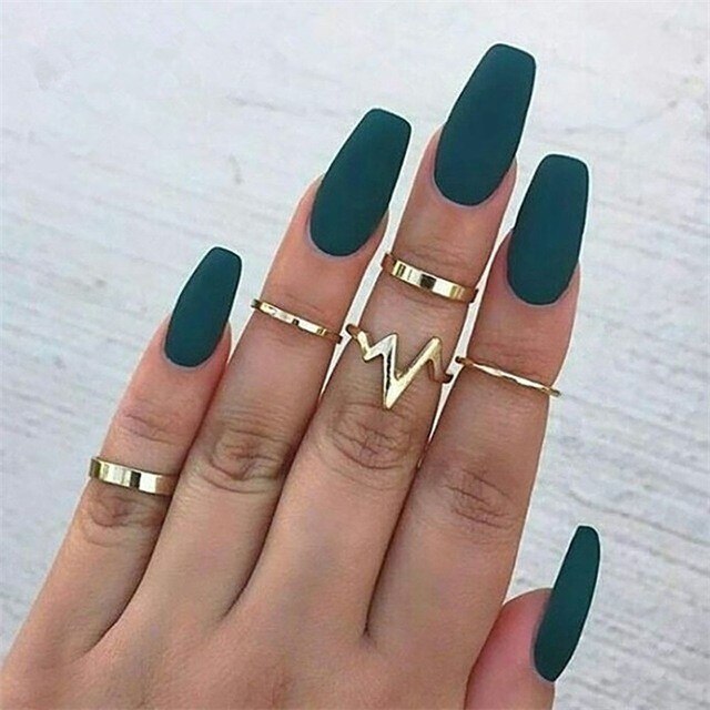 Bague Femme Vintage Ringen voor Vrouwen Boho Geometrische Bloem Crystal Knuckle Ring Set Bohemian Midi Vinger Sieraden Zilveren Kleur: Set5 Weave