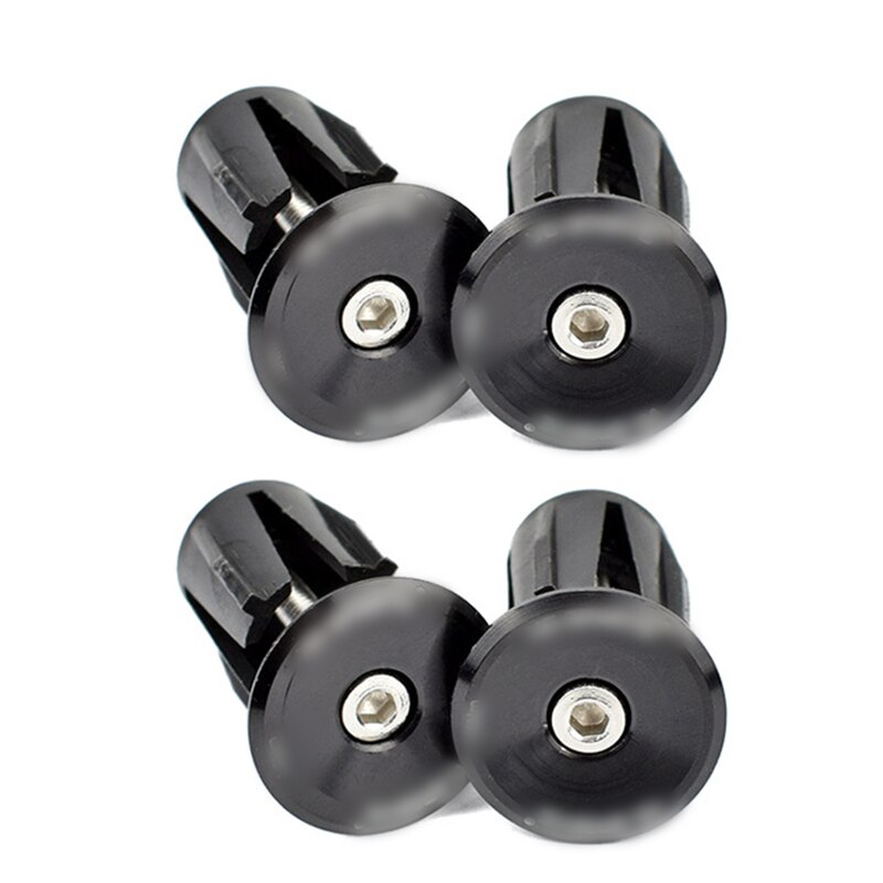 2 Pairs Bike Grip Handle Bar End Cap Aluminium Alloy MTB Handlebar Grips Plugs Caps For Bicycle Handlebar Accessory: 2 pairs black