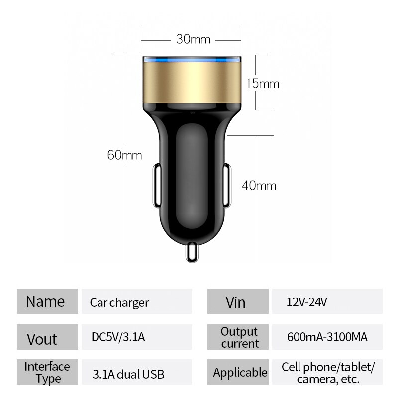 USB Auto Sigarettenaansteker Auto-oplader LED Display Aanstekers Voltmeter Socket Splitter Auto Splitter Auto Charger