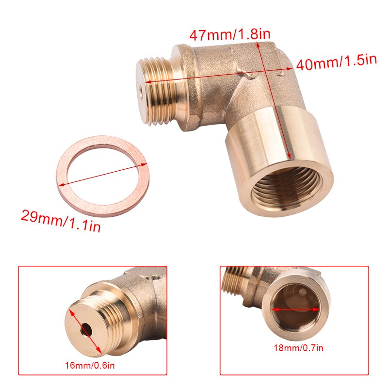 SPEEDWOW 90degree M18x1.5 O2 Lambda Sensor Oxygen Sensor Extender Spacer For Decat Hydrogen Brass