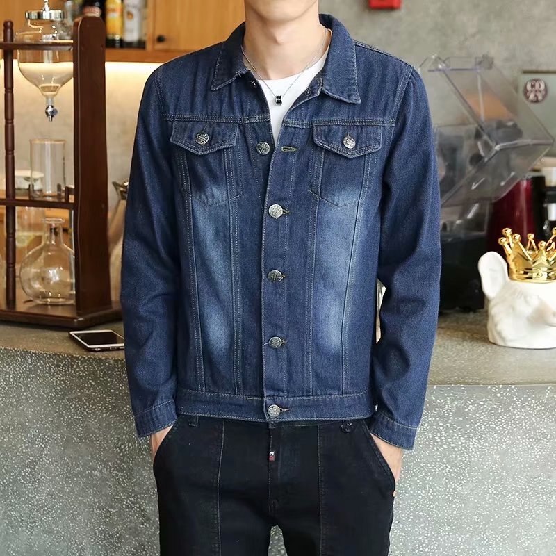 Men's Autumn winter Denim Jacket Men's Casual Slim Denim Jacket And Coats Solid Color Cowboy Jackets