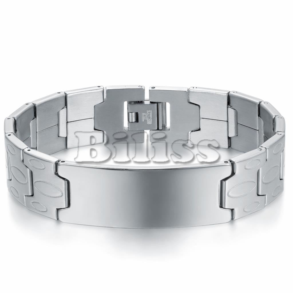 Herrenschmuck, schlichtes, elegantes herren-Ich würde-Armbinde, silberfarben, goldfarben, edelstahl, 16mm zoll breit, pulseras hombre , 8.1 zoll: Silber