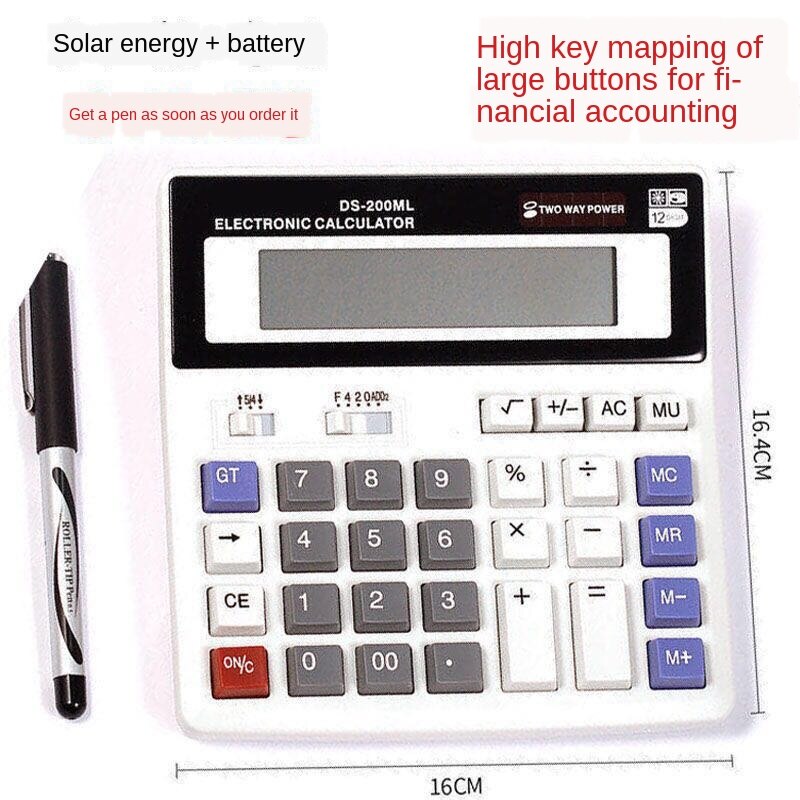 Large Voice Solar Calculator Office Supplies Multifunctional Financial Accounting Electronic Special Computer Students Battery