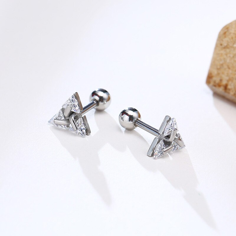 Boucles D'oreilles Puces Femme/homme - Argenté, Zirconium Cristal (faux Diamant)
