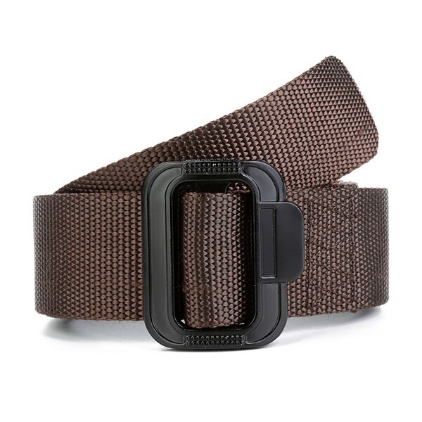 Unisex riem canvas gladde gesp damesriem slijtvaste casual herenriem jeugd student riem: F koffie / 115cm