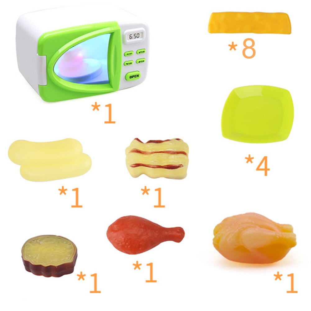 Ouder-kind Coördinatie Speciale Verlichting Hand Vaardigheden Interesse Klassieke Magnetron Rotatie Rollenspel Met Nep Voedsel