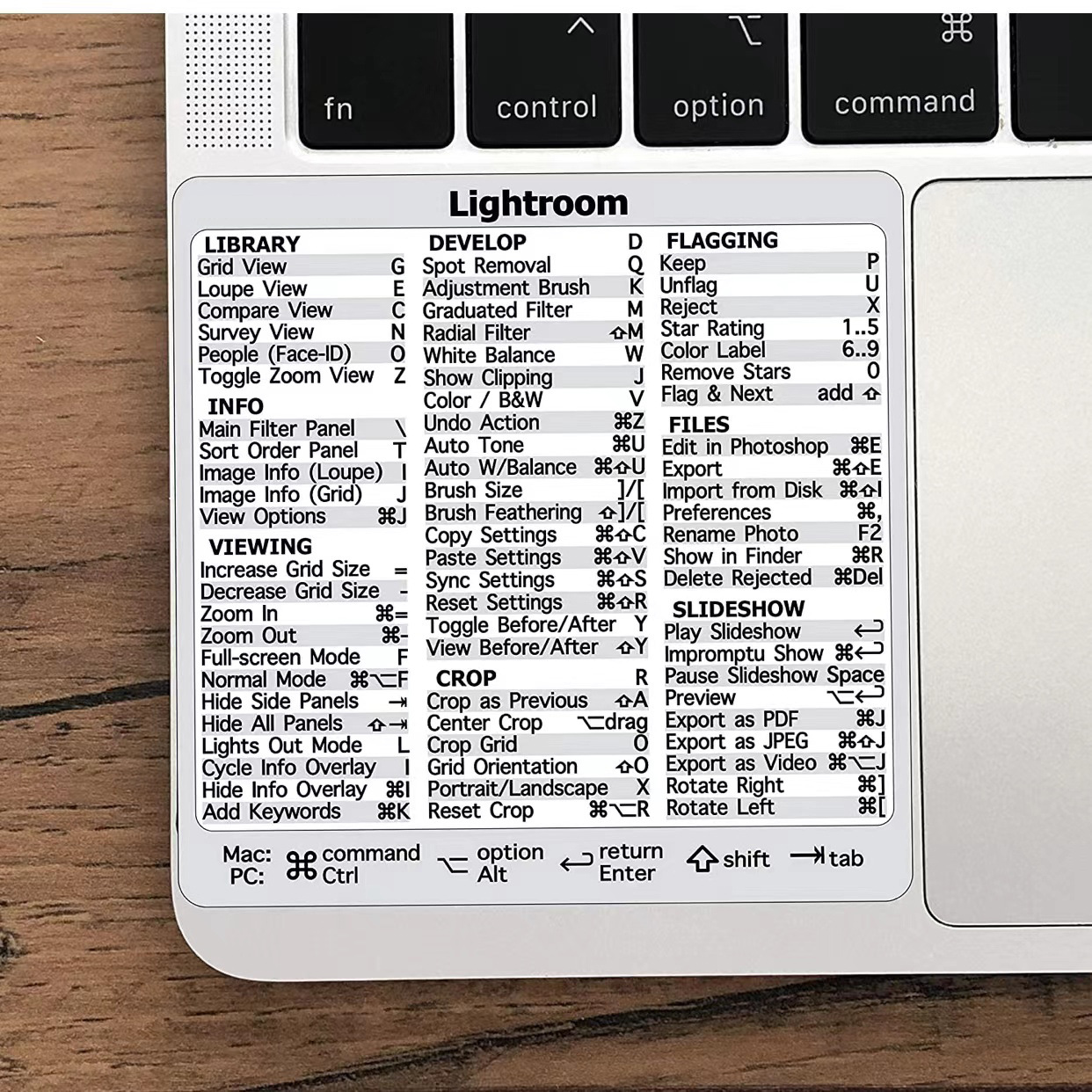 Pikanäppäintarra apple mac os -järjestelmään, pikanäppäintarra 13-16 tuuman macbook pro 13 / air 13 windows -kämmentukeen: Ruskea