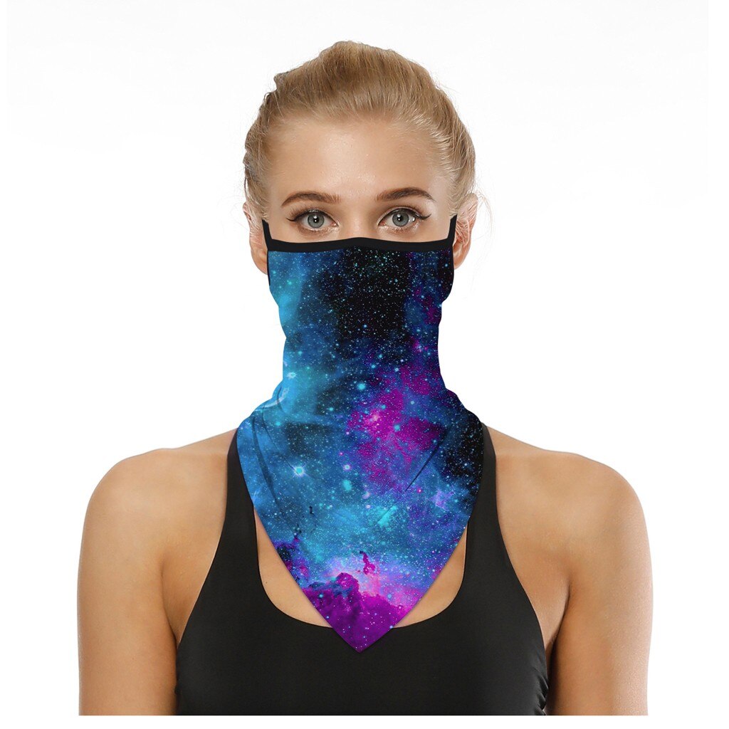 Summer Outdoor Sunscreen Mask Lady Chiffon Breathable Mask Cycling Driving Ultraviolet-proof Thin Floral Print Square Silk Scarf: Navy