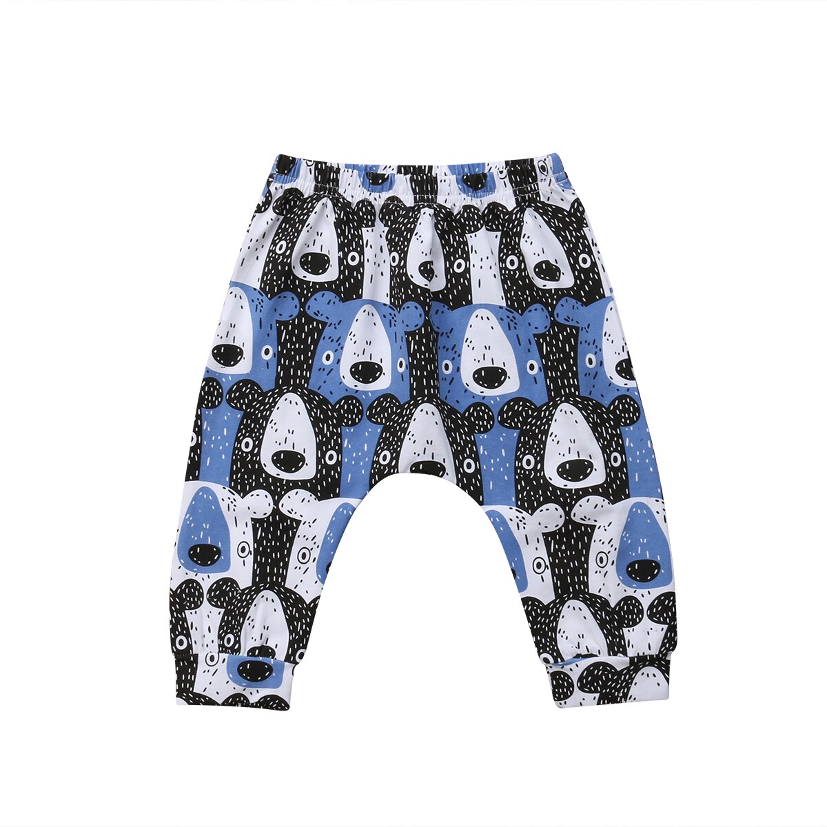 Pantalones de chándal con estampado de oso para recién nacidos, pantalón largo suelto, informal: Azul / 12 meses