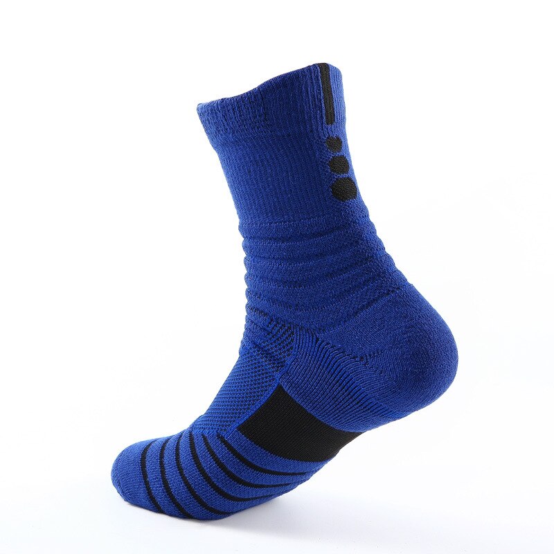 Brothock Mannen Kniehoge Sportsokken Badminton Running Outdoor Mid Kalf Elite Sokken Trekken Antislip Basketbal Sokken: Blue