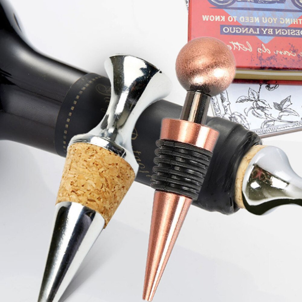 Stainless Steel Bottle Stopper Silicone Metal Champagne Stopper Reusable Preserver for Home Wedding Bronze
