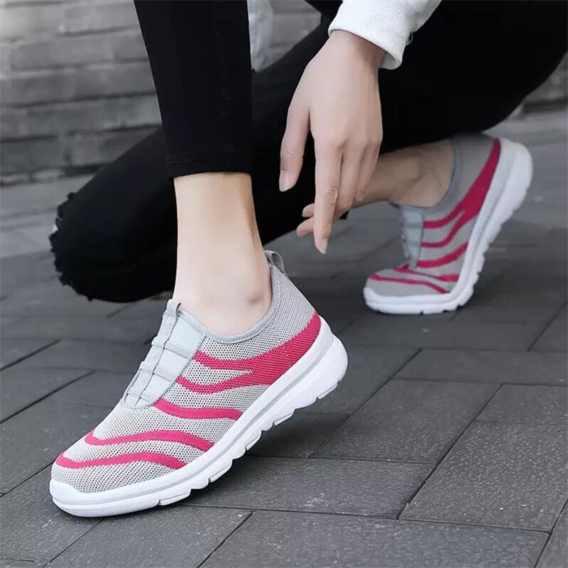Casual Slip on Sneakers Women's Tennis Shoes Lightweight Athletic Sport Shoes: light grey / 37