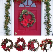 Julekranse på døren kunstig kransdør hængende dekorative forsyninger til jul fest dekoration  #4w