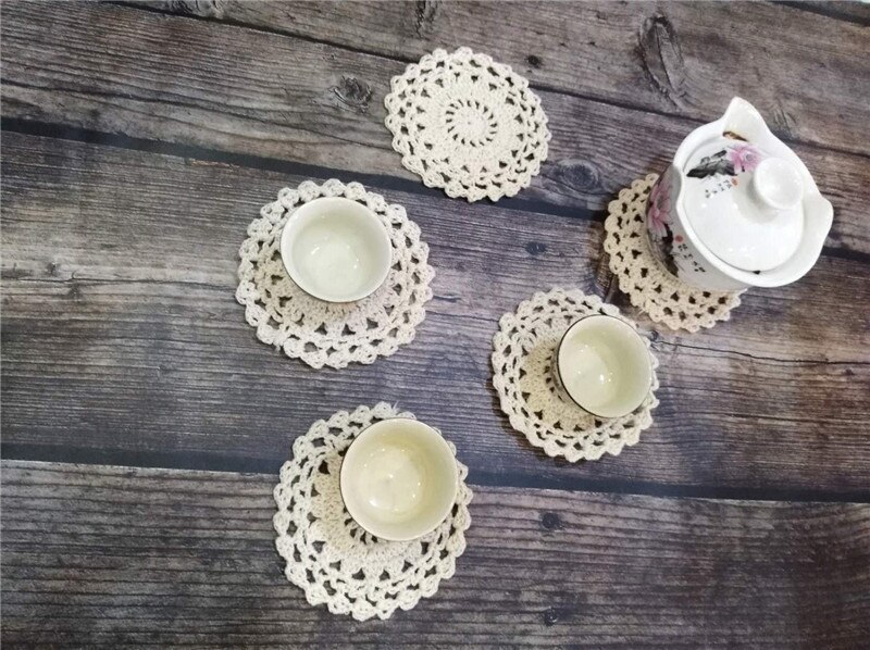 10CM Ronde Vintage Katoen Kant Placem Op Handgemaakte Tafel Plaats Mat Doek Thee Kopje Koffie Coaster Bruiloft Kleedje Keuken kerst