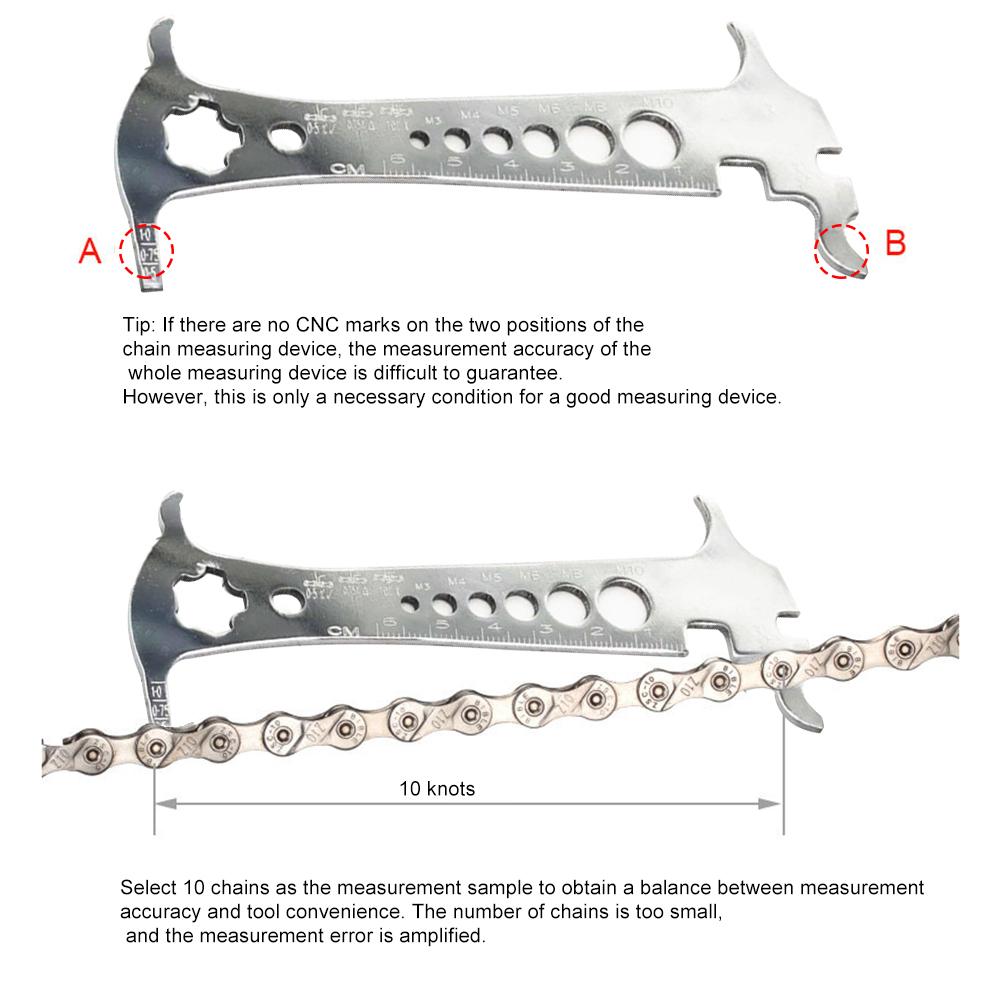 6 In 1 Bicycle Chain Checker MTB Road Bike Gauge Tool Wear Gauge Calipers Measuring Screw Chain Hook Cycling Accessories