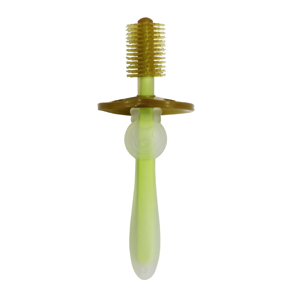 Chico divertido 1 pieza chico s cepillos dentales de entrenamiento de silicona suave bebé niños cuidado Dental cepillo de dientes herramienta bebé cepillo de dientes infantil bebé artículo: Green
