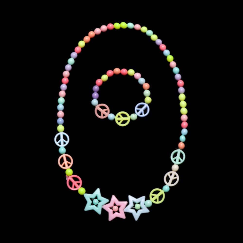 1 Set Prinses Meisje Ketting + Armband Kralen Speelgoed Vlinders Bloemen Baby Handgemaakte Ketting Kinderen Verjaardag Accessoires