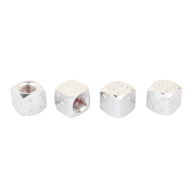4Pcs/Lot Aluminum Alloy Car-styling AUTO Dice Dust Valve Caps Car Motorcycles Electric Cars Tire Valve Dust Cap Auto Accessories: Silver