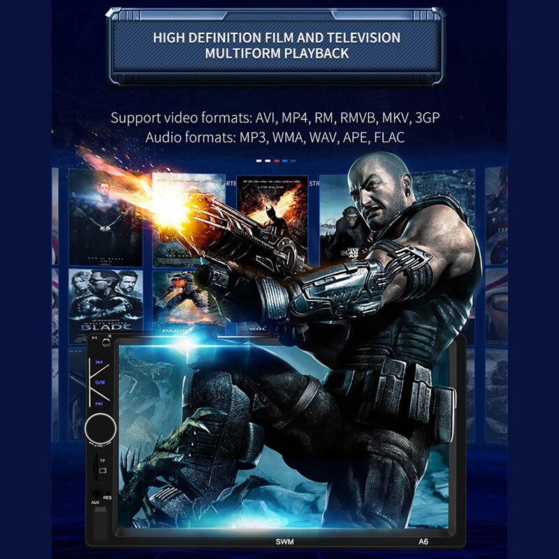 7 Inch Car Multifunction Player DVD MP5 Radio Bluetooth Player the Player Support AUX Function,Video Output