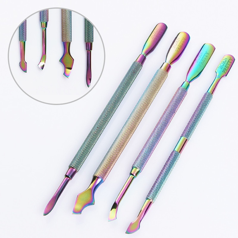 Geboren Pretty Nail Art Cuticle Pusher Regenboog Nail Cutter Tweezer Nipper Clipper Dode Huid Remover Tweezer Nail Art Tool