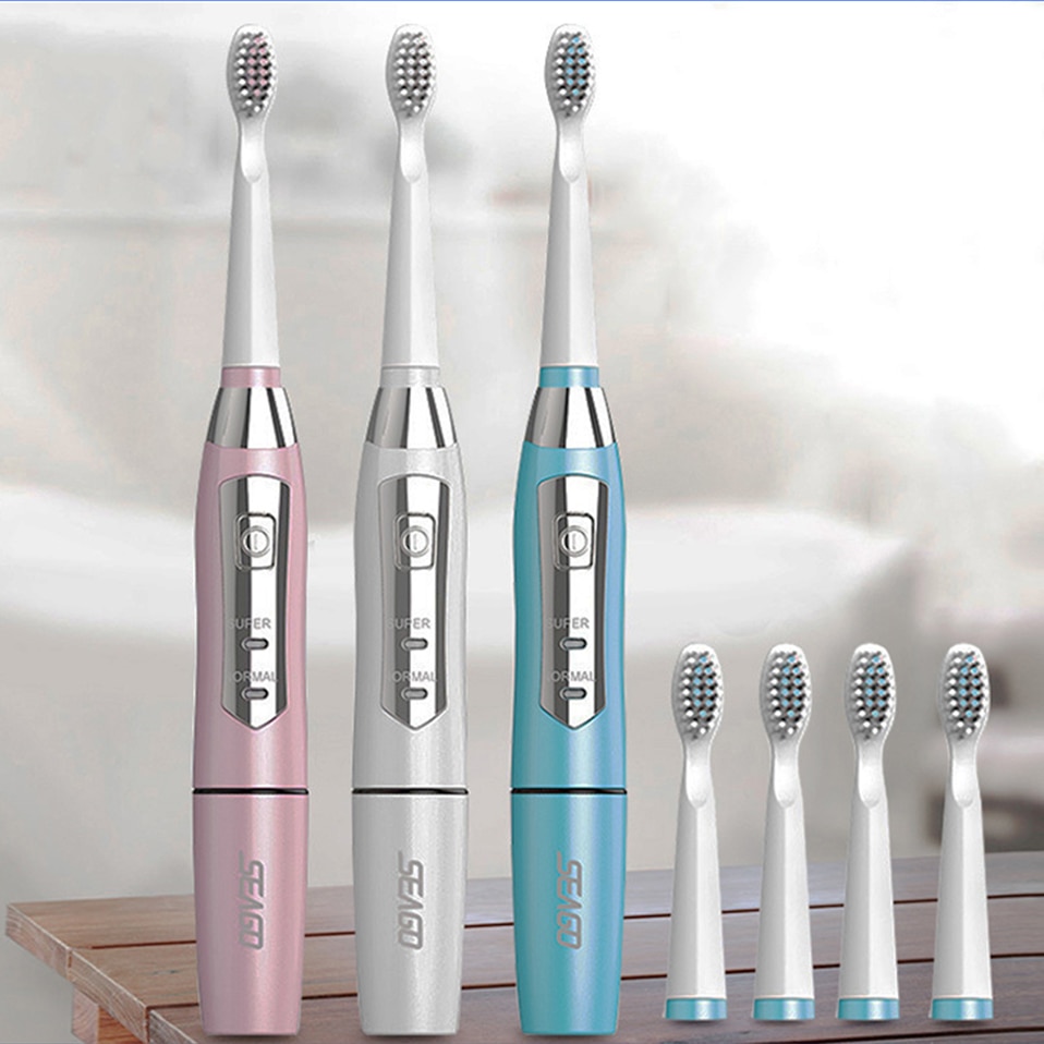 USB SEAGO Electric Toothbrush Waterproof 3 In 1 Battery Tooth Brushes Sonic Gum Health Ultrasonic Electric Brush Whiten Tool