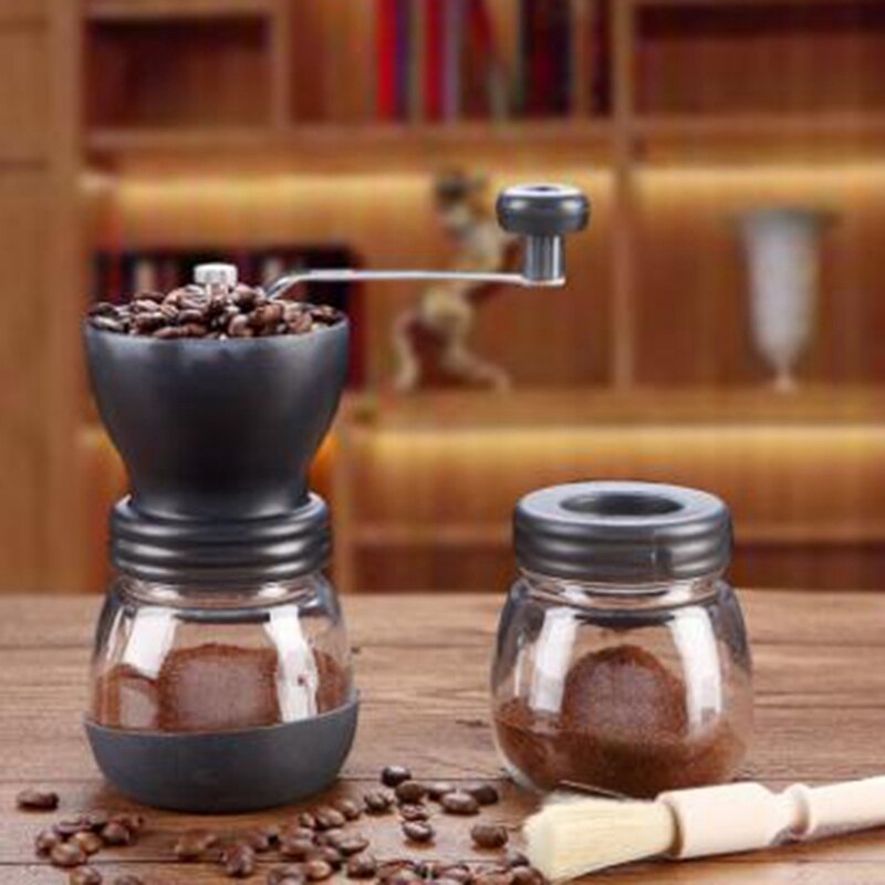 Manual Coffee Grinder - Hand Ground Coffee Beans Taste Best, Infinitely Adjustable Grind, Gl Jar, Stainless Steel