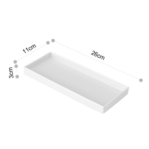European ceramic sushi plate rectangular western food plate solid color home dessert snack food plate fish dish LB42317: white