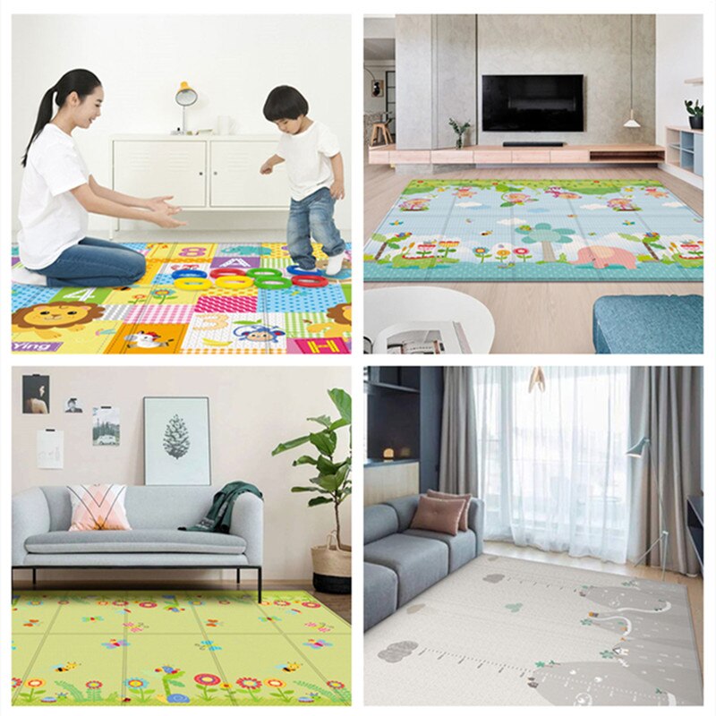 Toddler crawling playmat 1cm tykt gulvtæppe legetøj sammenfoldeligt børnet blødt tæppe til indretning hjem stor dobbeltsidet baby legemåtte