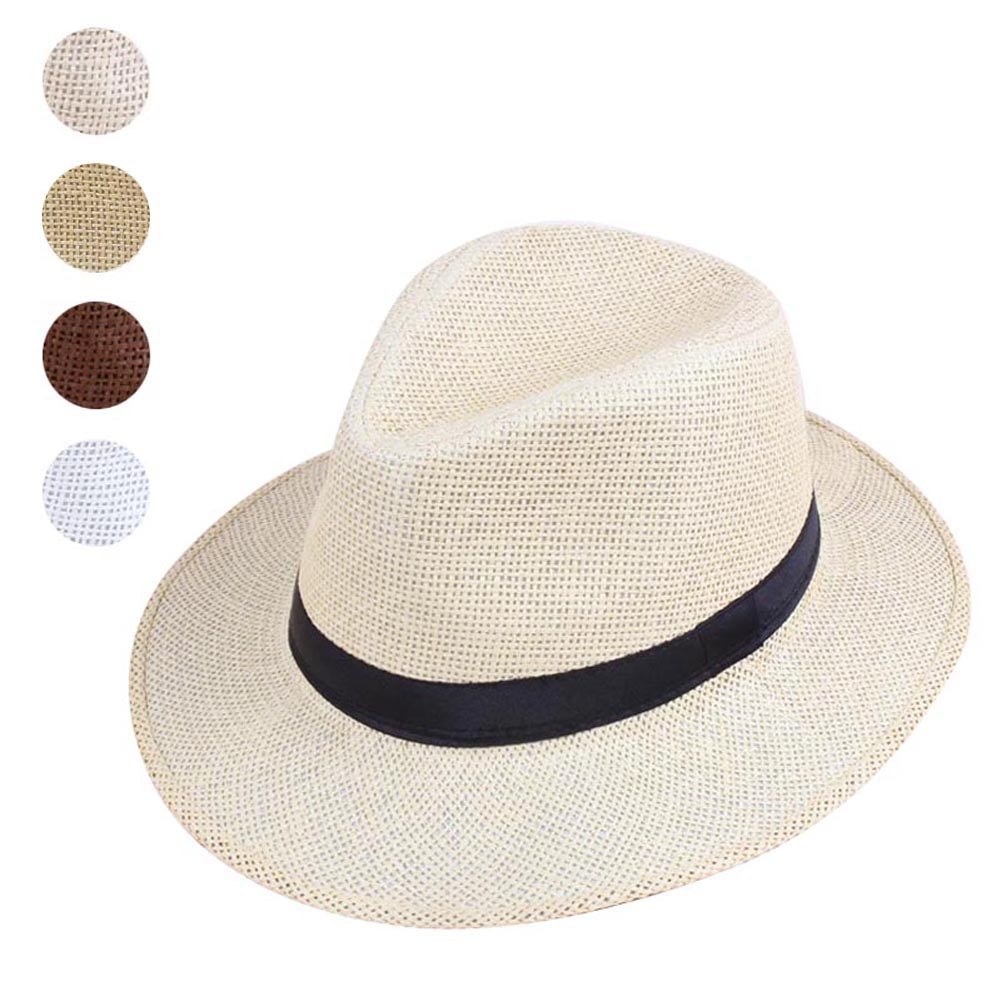 Mannen Stro Panama Hoed Handgemaakte Cowboy Cap Zomer Strand Reizen Zonnehoed Nyz Winkel