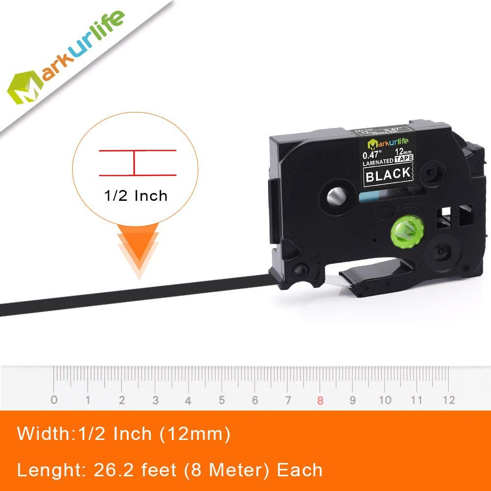 1 stks/partij 12mm * 8 m Tze 335 Tze335 Wit op Zwart Gelamineerd Tape Compatibel P touch 12mm tze-335 Label Tape Cartridge tz335