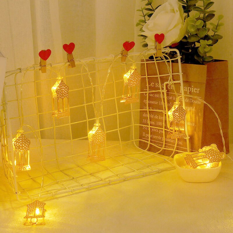 Holle Huis Shape Led String Lights Ramadan Led Licht Eid Lamic Moslim Party Decoratie Gelukkig Eid Mubarak Islam