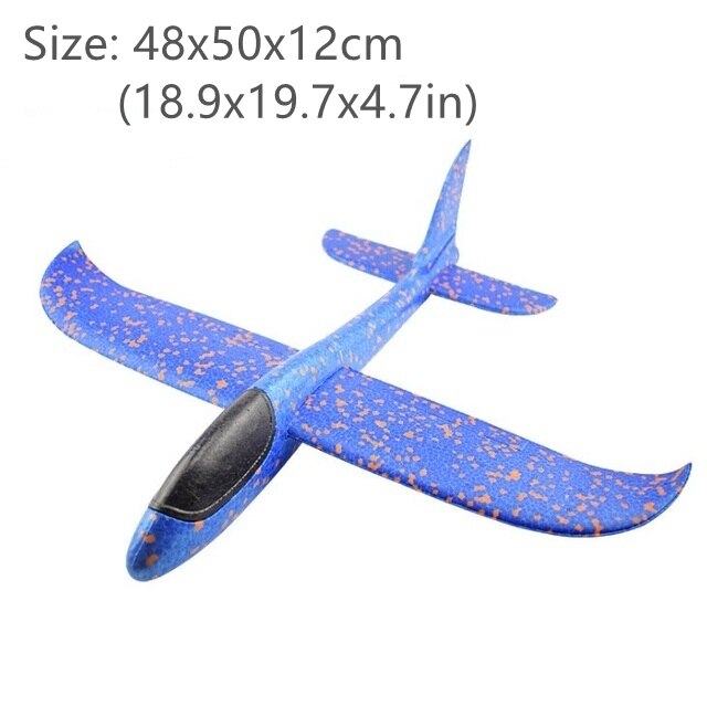 50CM Big Foam Plane Flying Glider Toy With LED Light Hand Throw Airplane Outdoor Game Aircraft Model Toys for Children Boys: 50cm Blue no LED