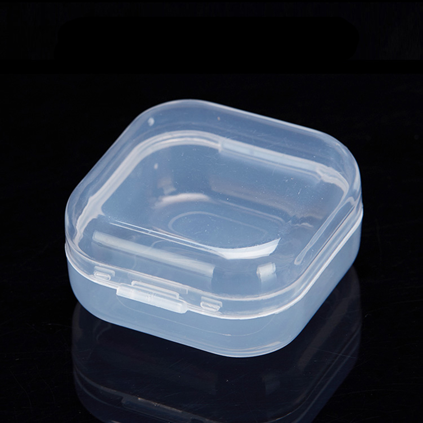 Mini Plastic Box Clear Storage Case Collection Organizer Container with Hinged Lid for Organizing Small Parts 3.5x3.5x1.8cm