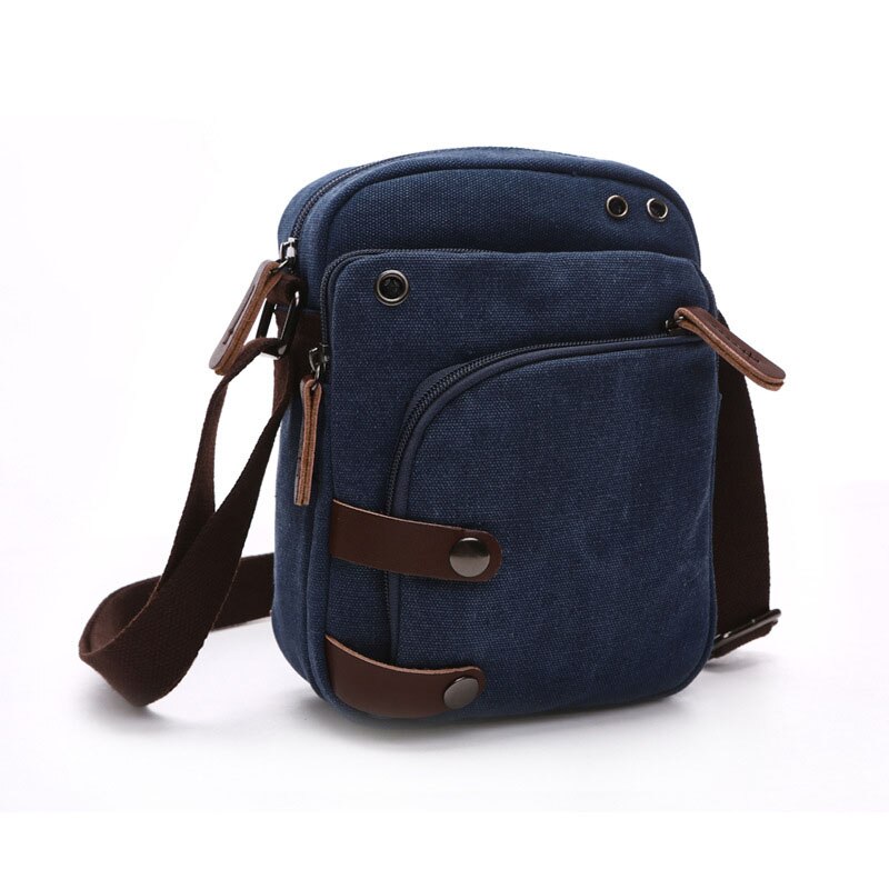 Bolso de lona resistente al desgaste para hombre, bandolera de hombro de urbana, bolso portátil de viaje, versión coreana: Dark Blue