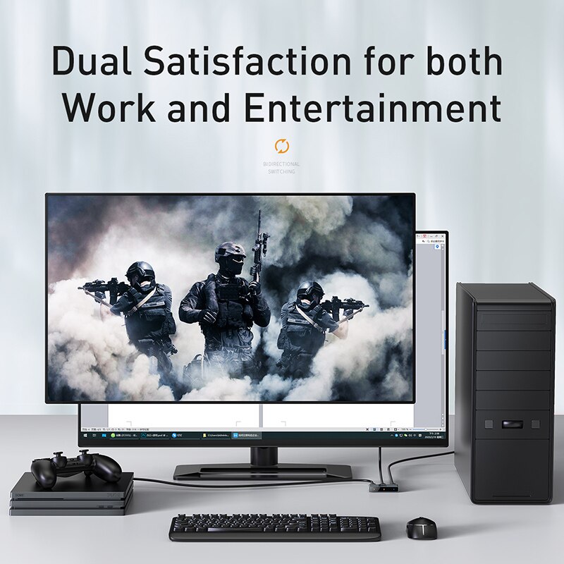 Baseus Dual mode Splitter HD Switch bidirezionale 1-in-2 o 2-in-1 Display digitale a luce commutazione Audio Video Splitter 4K HD