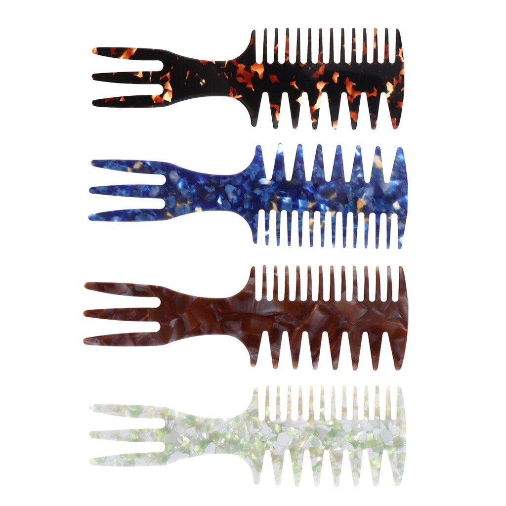 Pente largo do elevador da picareta do cabelo de detangling do dente, pente do estilo do cabeleireiro de 3 lados para levantar, alisar e cortar o cabelo e perucas
