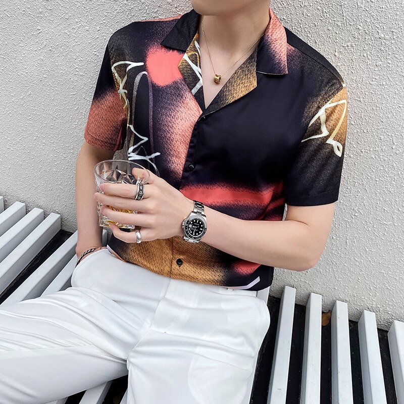 Summer Men Shirt Short Sleeve Plus Size Loose Casual Shirts For Men All Match Streetwear Blouse Men Clothing 2XL-M