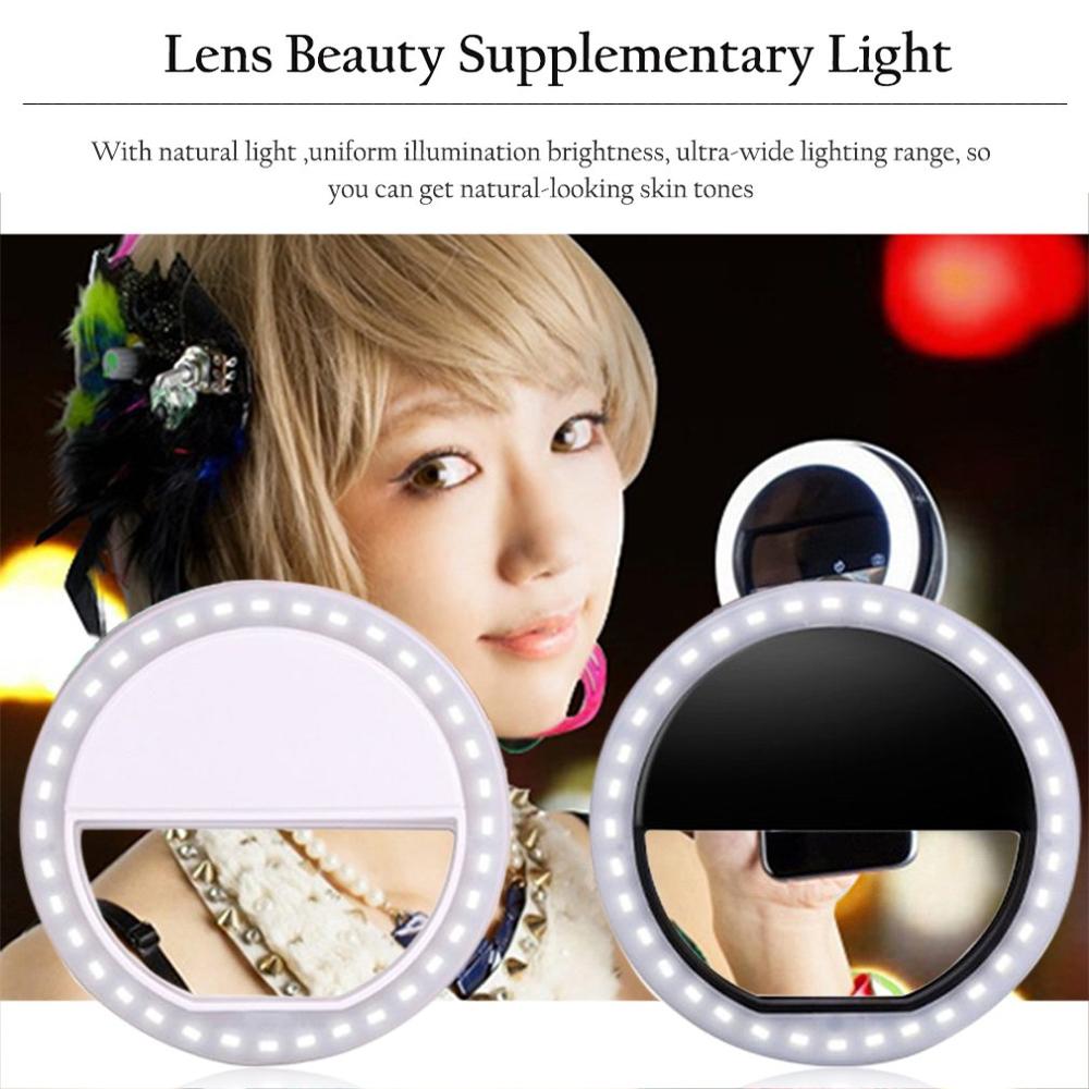 Mobile Phone Clip Selfie LED Fill light Auto Flash For Cell Phone Smartphone Round Portable Selfie Flashlight Camera Flashlight