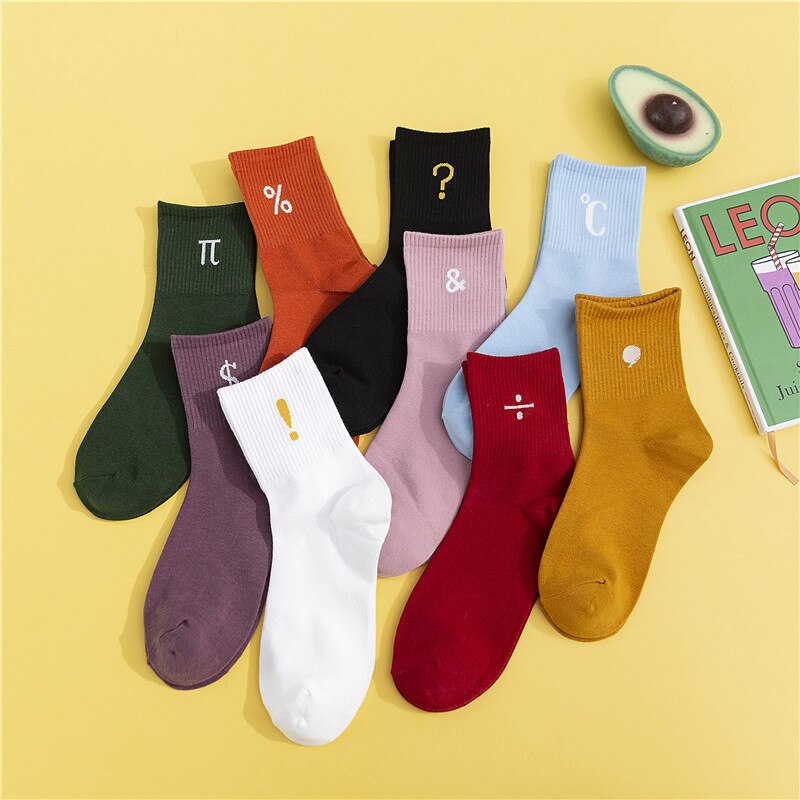 Nowe japońskie skarpety damskie w stylu retro w stylu retro bawełniane znaki interpunkcyjne damskie skarpetki bawełniane w połowie rury hurtowo skarpetki damskie