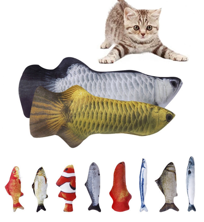20CM pet plush 3D fish-shaped cat toy simulation fish mint toy plush pillow dog cat Chew Toys