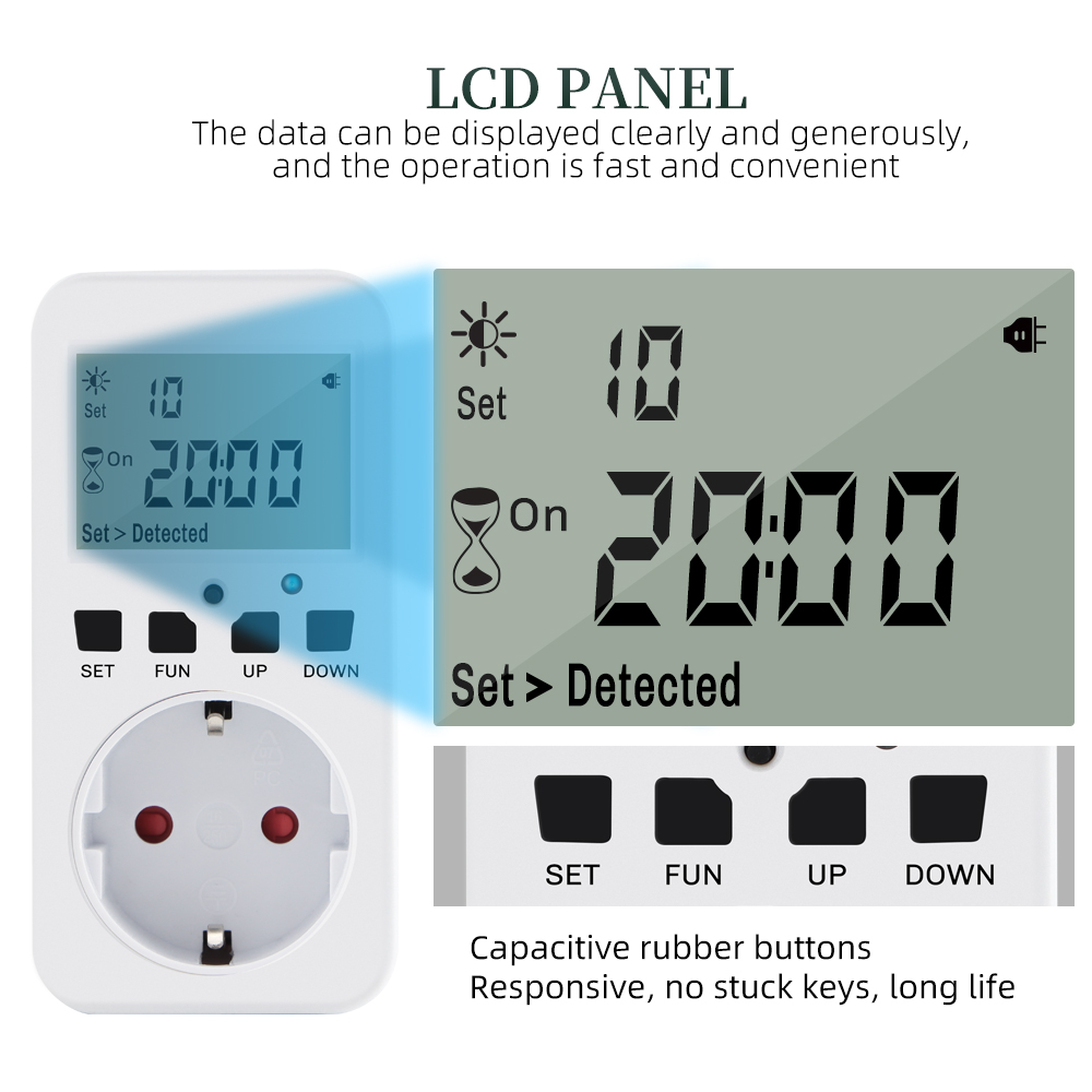 Multifunctionele Digitale Timer Socket Cyclus Programmeerbare Digitale Timer Stopcontact Schakelaar Met Uk/Us/Fr/Eu Plug 120V-60Hz 15A