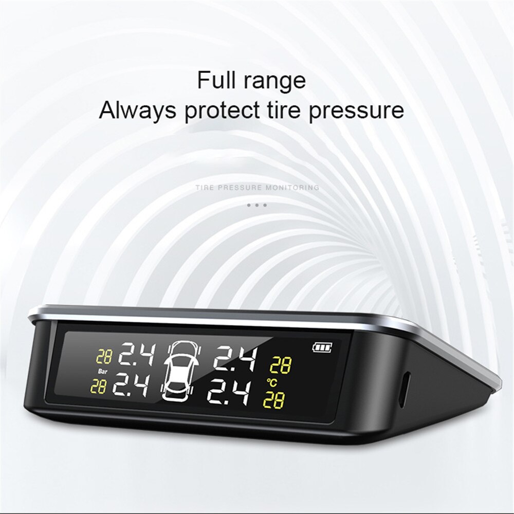 Sikeo Smart Car TPMS Tire Pressure Monitoring System Solar Power Digital TMPS LCD Display USB Auto Security Alarm Tire Pressure