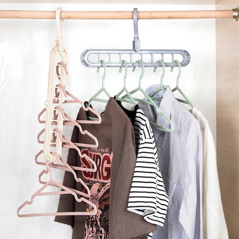 Rotating Hanger Nine-hole Multi-function Folding Anti-skid Hanger Clothes Wardrobe Home Bedroom Storage Holder Closet Organizer