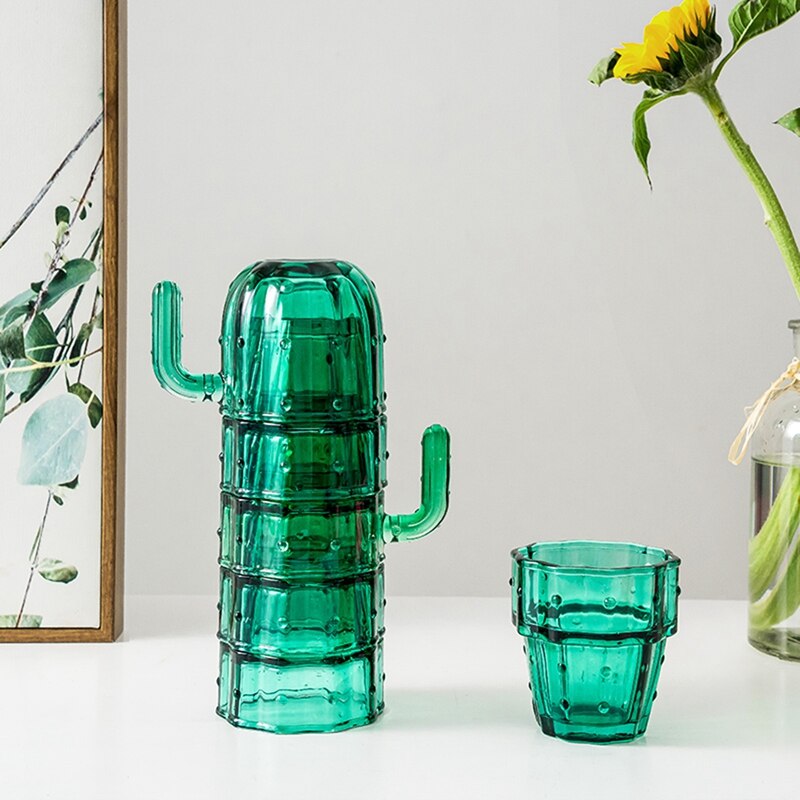 Cactus empilable verre ensemble de tasses vert verres jus café tasses thé 6 pièces/ensemble eau tasses pour boire costume