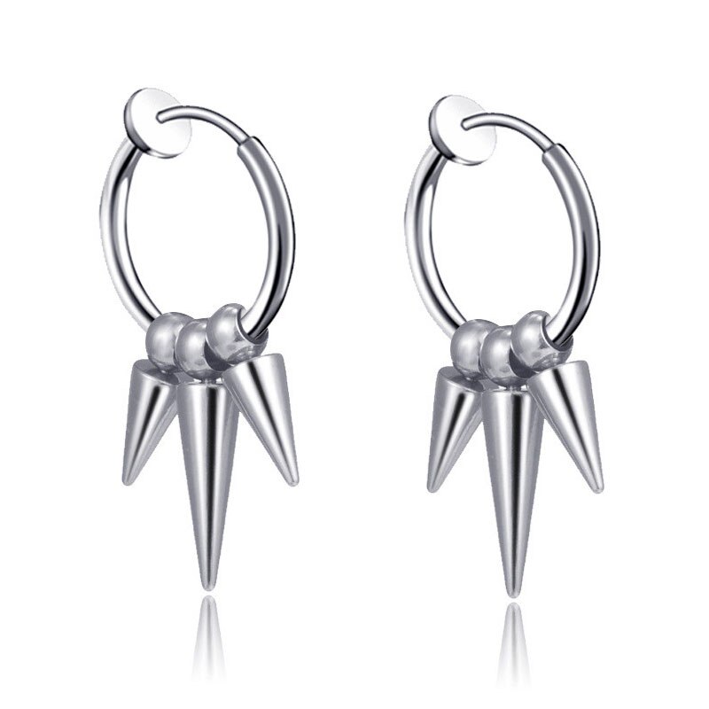 Mode Klinknagel Taper Rvs Earring Voor Vrouwen Mens Classic Punk Stud Oor Sieraden 2 Stuks: C clip silver