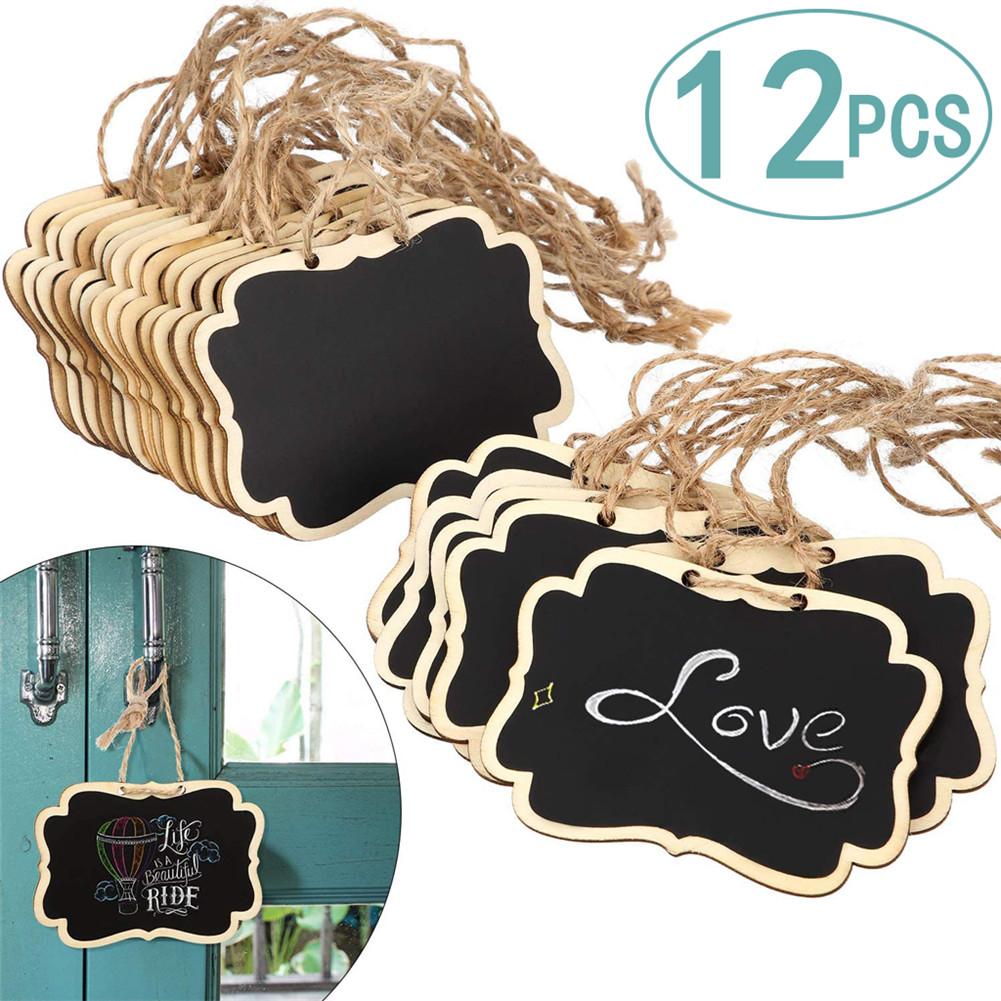 12 pçs/lote mini madeira pequena placa de mensagem do casamento quadro negro mesa diy decoração da festa de casamento etiquetas número quadro
