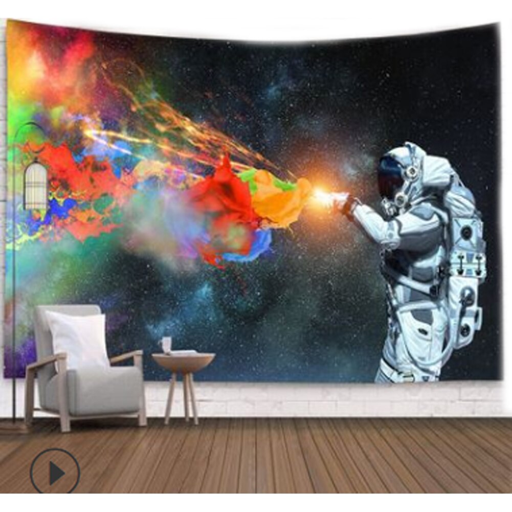 Planet astronaut væg klæde gobeliner galakse psykedelisk rum nasas gobelin vævetæppe trykt bohemeindretning: Buff