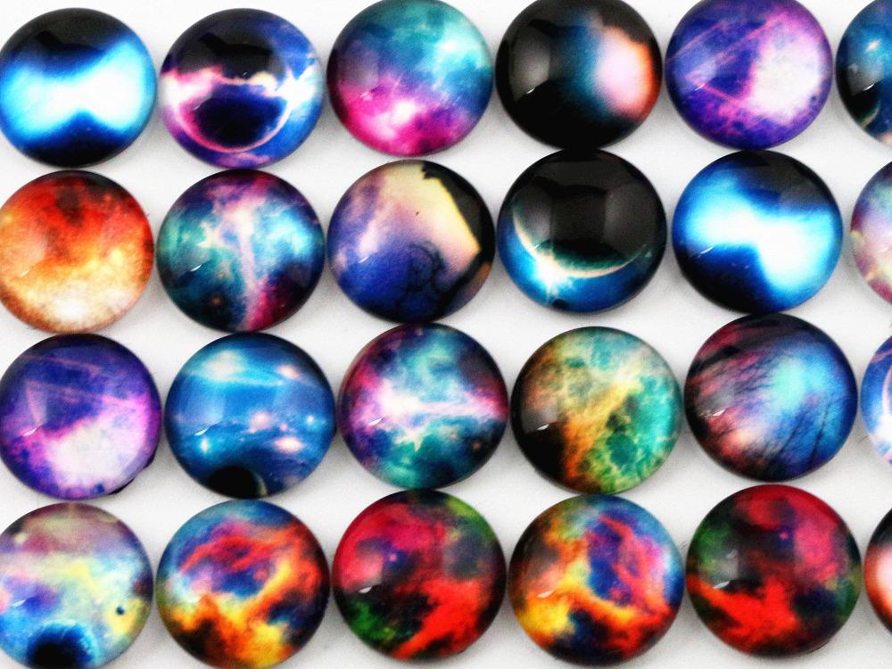50 stuks 12mm gemengde handgemaakte fotoglas cabochons  (d5-06)